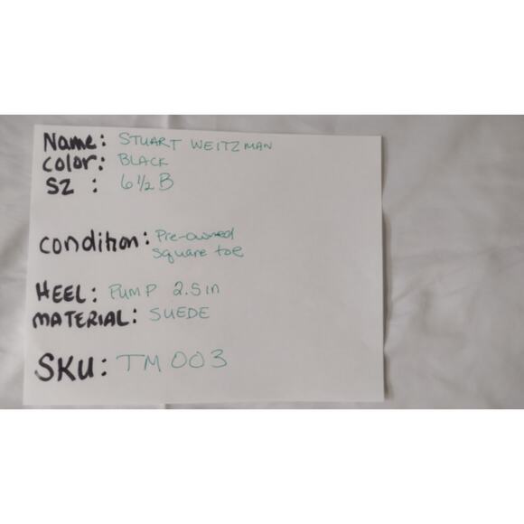 Stuart Weitzman Shoes Womens Size 6.5B Black Suede Pump Square Toe 2.5in Heel - Picture 2 of 9